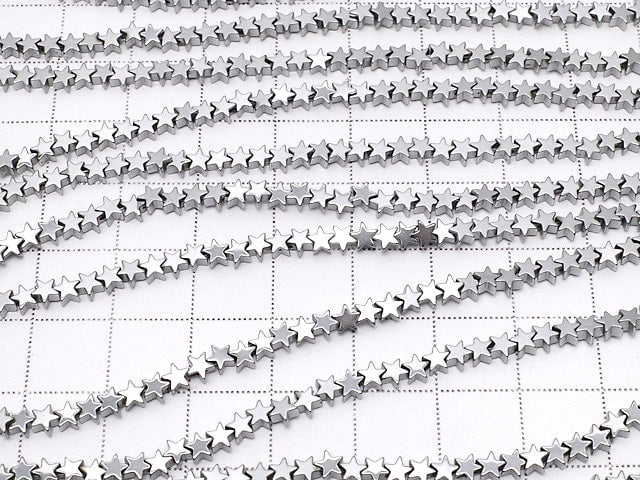 Hematite Star 4x4mm Silver Coated 1strand beads (aprx.15inch/37cm)