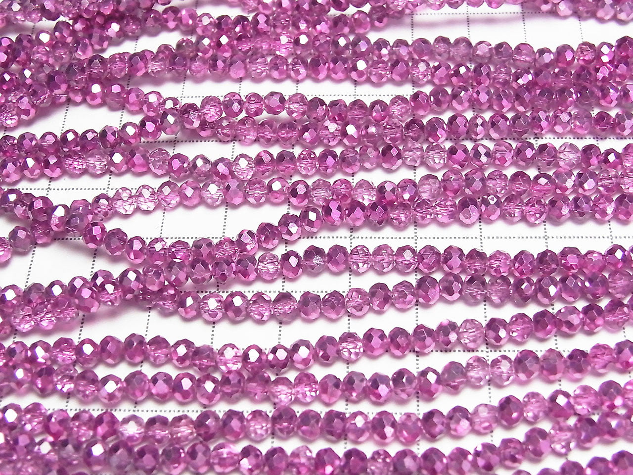 Glass Beads Faceted Button Rondelle 4.5x4.5x3.5mm Pink Purple Half-Coated 1strand Beads (approx. 15 inches/36 cm)