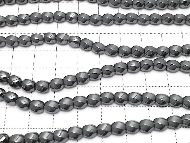Hematite Twist 6Faceted Round 6x6mm x6mm 1strand beads (aprx.15inch/38cm)