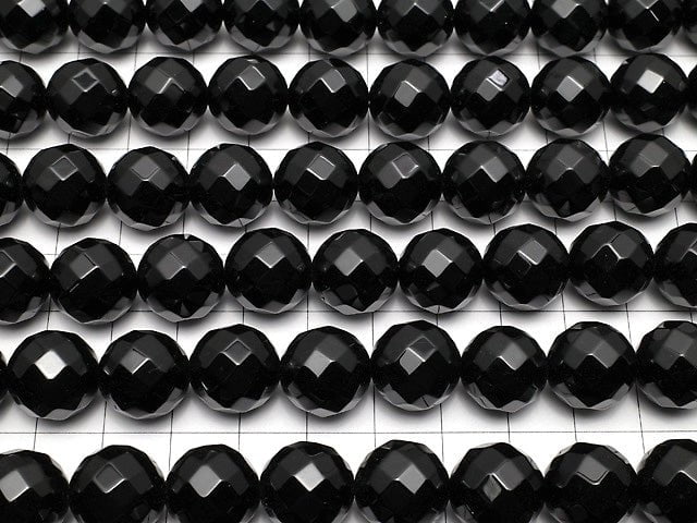 Onyx 64Faceted Round 14mm half or 1strand beads (aprx.15inch/36cm)