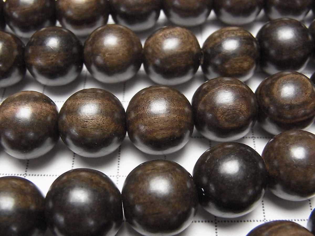 Ebony Wood Semi Round 15mm 1strand beads (aprx.15inch/37cm)