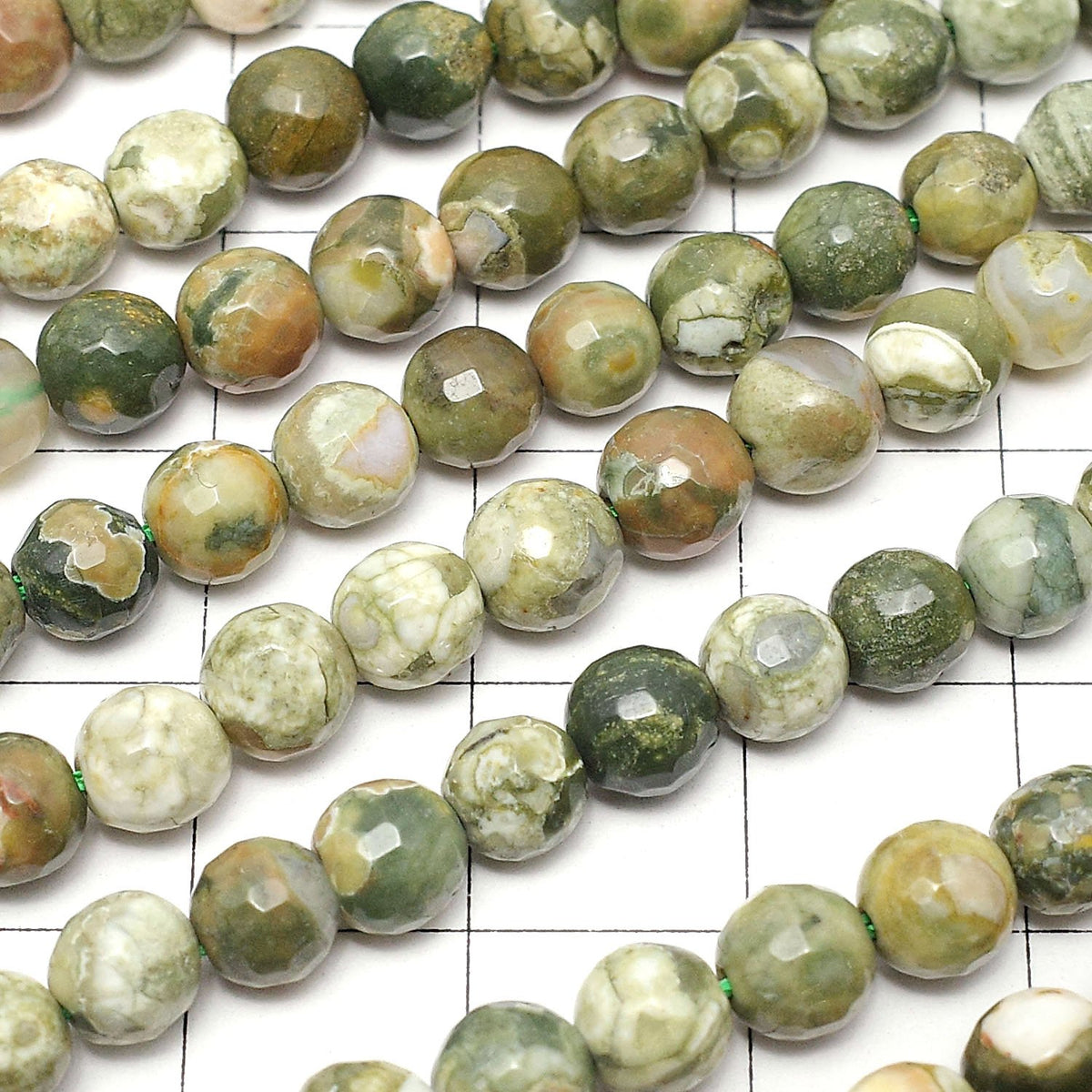 Rainforest Rhyolite 128Faceted Round 6mm half or 1strand beads (aprx.15inch/37cm)