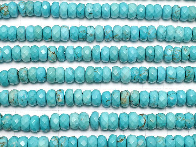 Magnesite Turquoise Faceted Button Rondelle 8x8x4mm 1strand beads (aprx.15inch/36cm)
