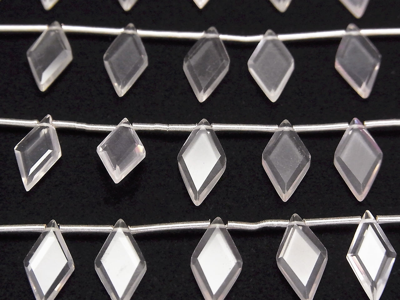 High Quality Rose Quartz AAA Diamond Shape 14x7mm 1strand beads (8pcs)