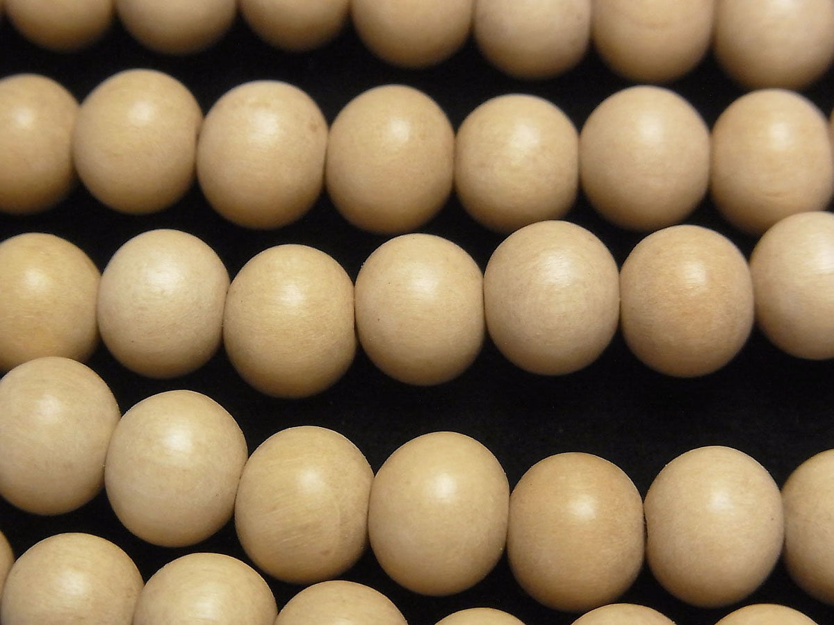 White Wood Semi Round 8mm 1strand beads (aprx.15inch / 38cm)