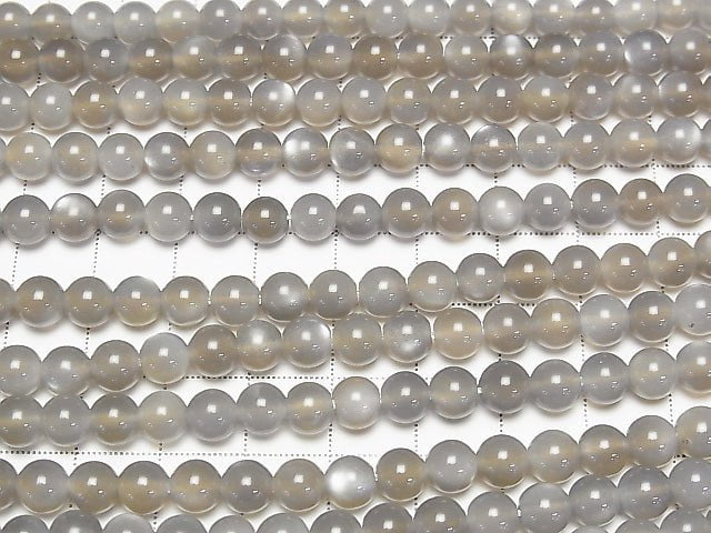 Grauer Mondstein AAA Rund 6 mm halbe oder 1Strang Perlen (ca. 38 cm)