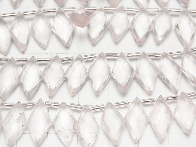 Rosenquarz AA++ Diamantform 1 Strang Perlen (12 Stück)