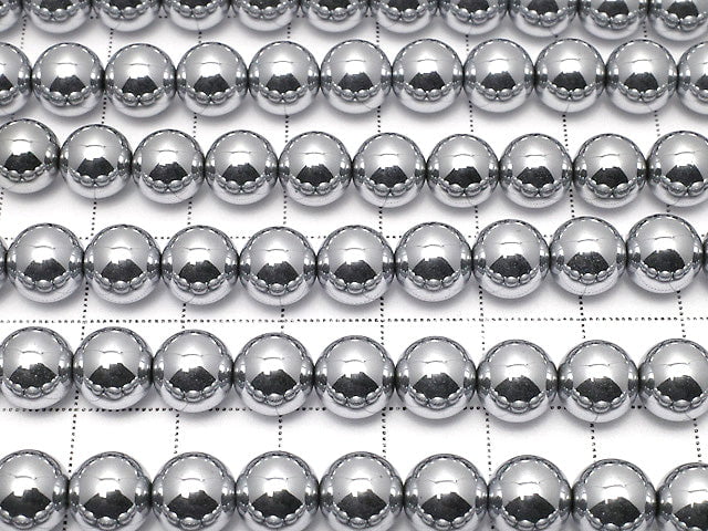 Hematite Round 10mm Silver Coated 1strand beads (aprx.15inch/38cm)