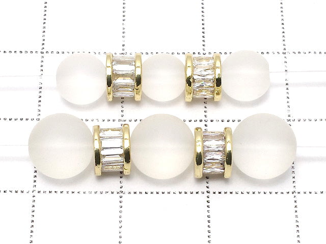 Metal parts Rondelle 6x6x4.5mm Gold (with CZ) 2pcs