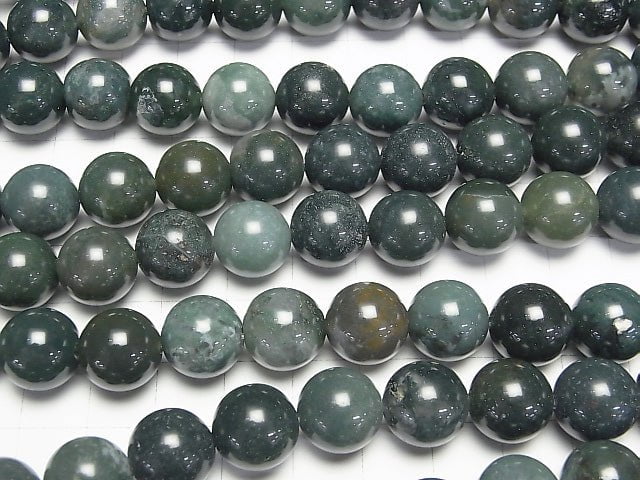 Moss Agate Round 12mm 1strand beads (aprx.15inch/36cm)