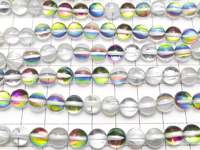 Regenbogen Luna Flash rund 8mm 1strang Perlen (ca. 15 Zoll / 36 cm)