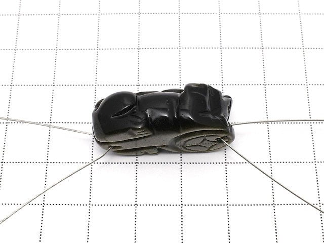 Goldener Obsidian AAA Pixiu-Schnitzerei 33x18mm 1 Paar