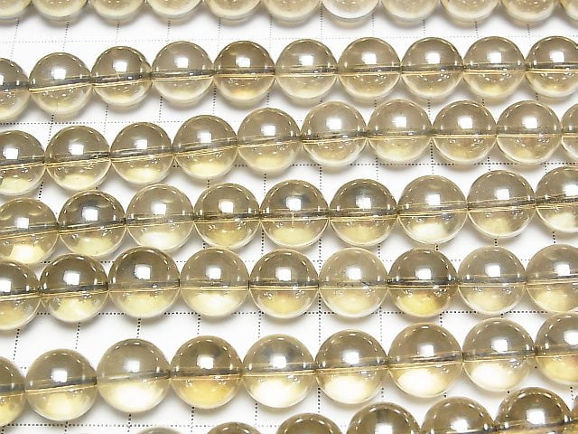 Champagner Aura Runde 12 mm halb oder 1 Strang Perlen (ca. 15 Zoll / 38 cm)