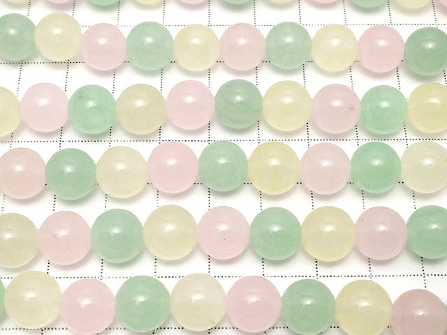Pastel Mix Jade Round 10mm NO.2 1strand beads (aprx.15inch / 36cm)