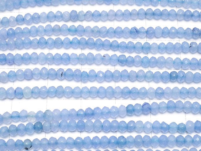 Blue Color Jade Faceted Button Rondelle 3 x 3 x 2 mm 1strand beads (aprx.13 inch / 33 cm)