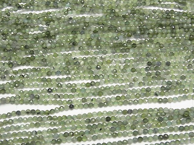 Hochwertig! Grüner Turmalin AAA facettierte rund 2,5mm 1Strang Perlen (ca. 15 Zoll / 37 cm)