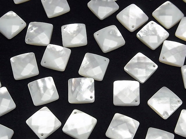 Hochwertige weiße Muschel (Silberlippen-Auster) AAA Diamantform 13x13mm 4Stück