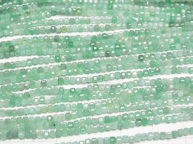 Hochwertig! Brasilianischer Smaragd AAA- Würfelform 2x2x2mm halb oder 1 Strang Perlen (ca. 15 Zoll/37 cm)