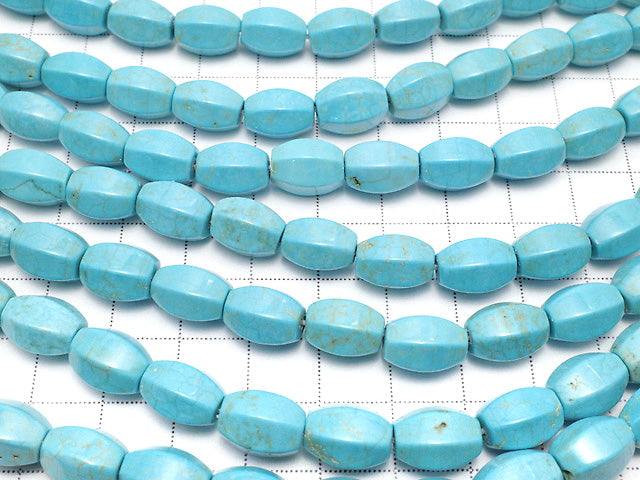 Magnesite Turquoise 6Faceted Faceted Rice 12x8x8mm 1strand beads (aprx.15inch/36cm)