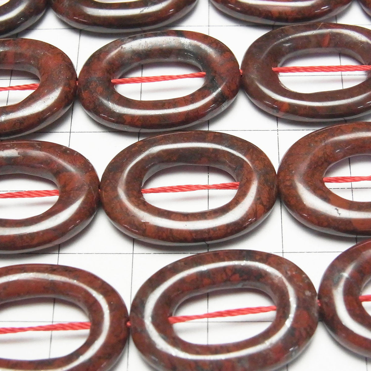 Poppy Jasper Oval (Donut) 25 x 18 x 4 mm half or 1strand beads (aprx.15 inch / 37 cm)