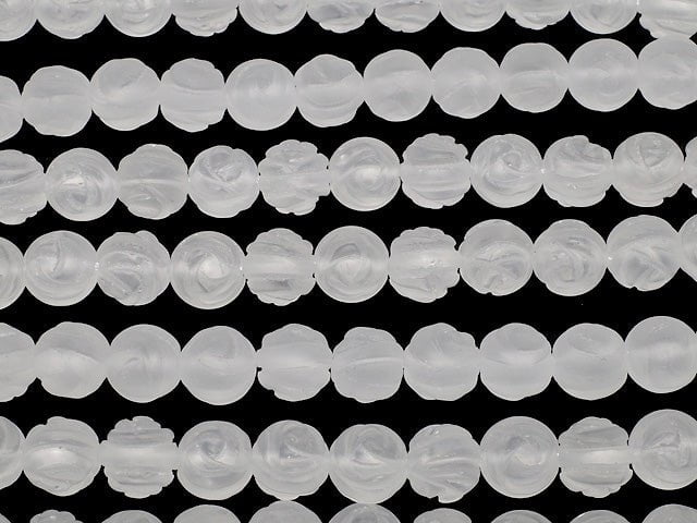 Frosted Crystal Quartz AAA Round Rose Cut 10mm half or 1strand beads (aprx.14inch/35cm)