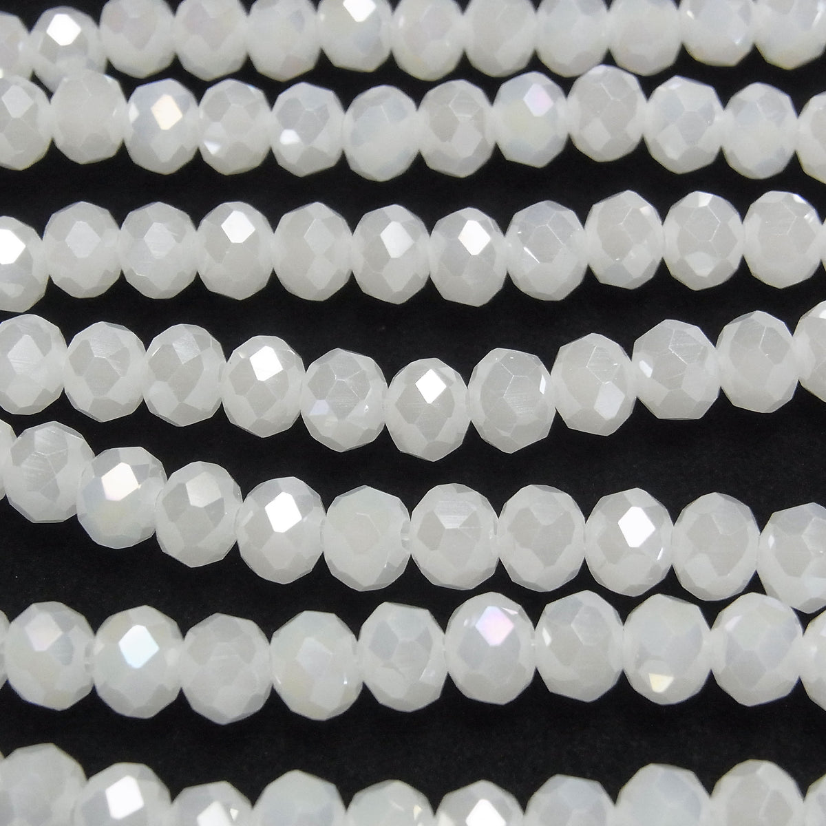 1strand $2.39! Glass Beads Faceted Button Rondelle 6 x 6 x 4 mm White AB 1strand beads (aprx.17 inch / 43 cm)