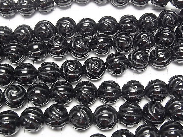 Onyx AAA Round Rose Cut 14mm half or 1strand beads (aprx.15inch/38cm)