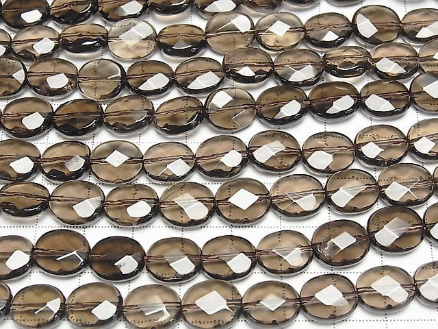 Rauchquarz AAA Facettierte Oval 12x10x6mm halb oder 1strang Perlen (ca. 15 Zoll / 36 cm)
