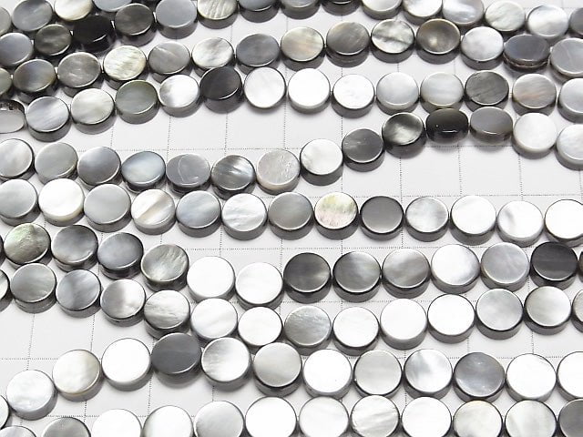 High Quality Black Shell (Black-lip Oyster)AAA Flat Coin 8x8x2mm 1strand beads (aprx.15inch/36cm)