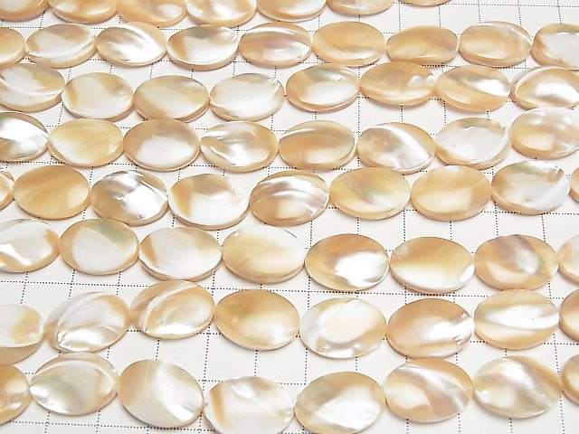 Perlmutt MOP Beige Oval 18x13mm 1Strang Perlen (ca. 15 Zoll / 36 cm)