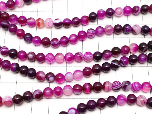 Pink Stripe Agate Round 6mm 1strand beads (aprx.15inch / 36cm)