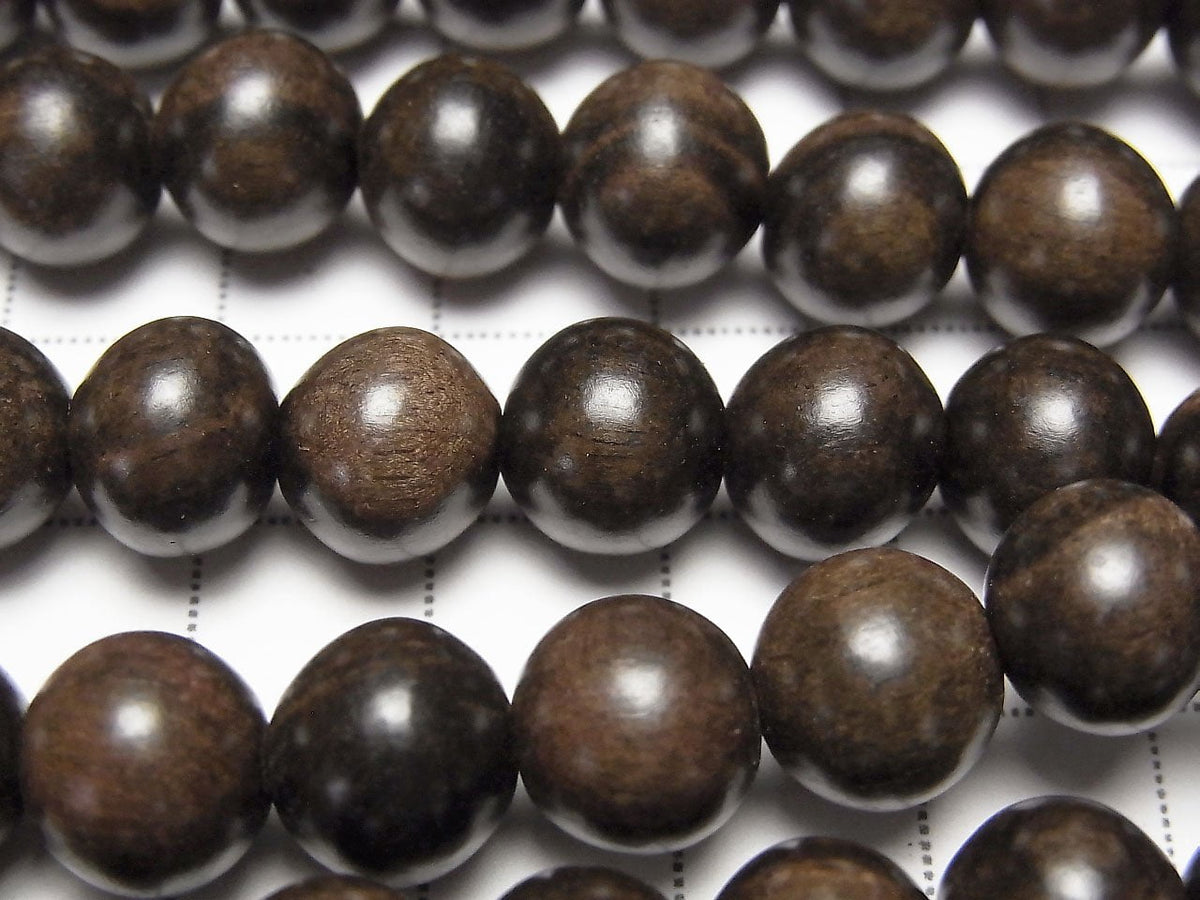 Ebony Wood Semi Round 10mm 1strand beads (aprx.15inch/38cm)