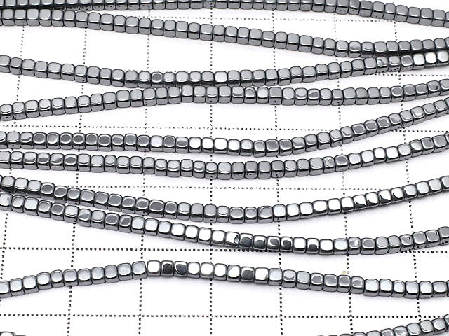 Hematite Cube 2x2mm x2mm 1strand beads (aprx.15inch/38cm)