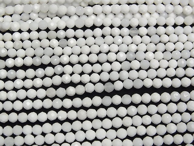 Hochwertiger! Weißer Onyx AAA- facettierte Runde 3-3,5mm 1Strang Perlen (ca. 15 Zoll / 37 cm)