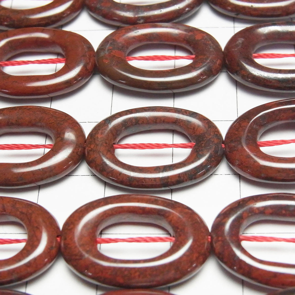 Poppy Jasper Oval (Donut) 22 x 15 x 4 mm half or 1strand beads (aprx.15 inch / 37 cm)