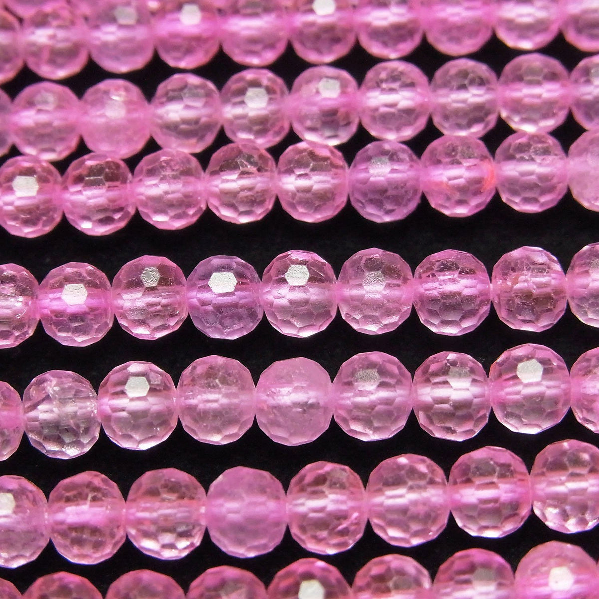 High Quality! Pink Topaz AA++ 128 Faceted Round 5mm 1strand beads (approx. 15 inches/36 cm)
