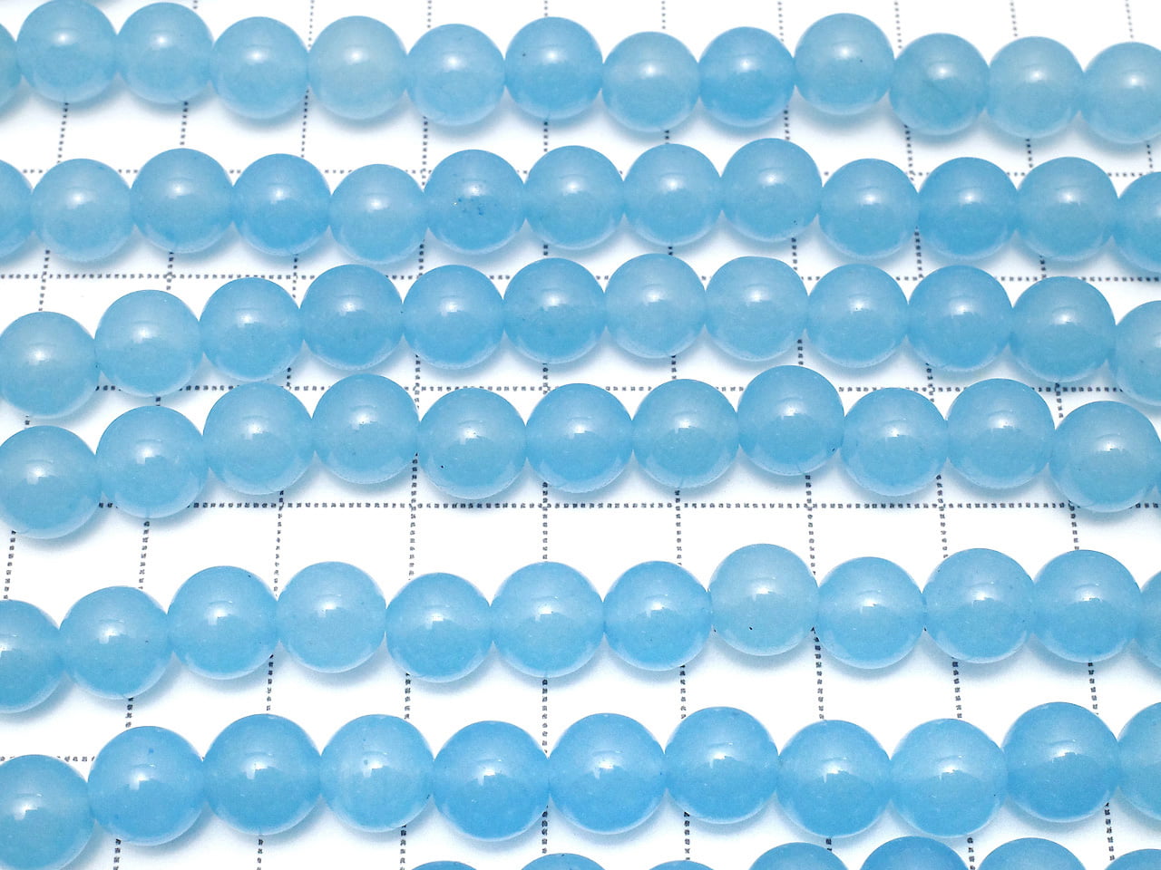 Perles rondes en jade bleu 8 mm, 1 fil (environ 37 cm)