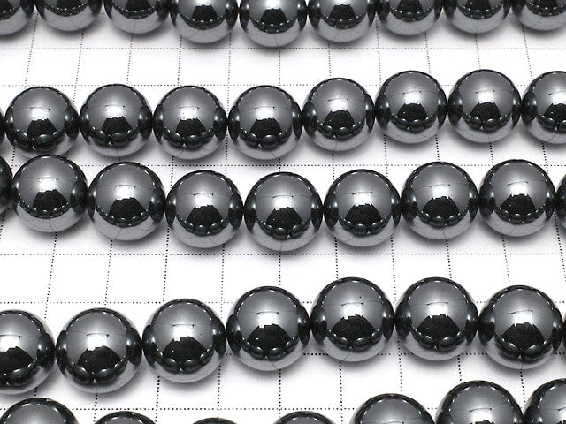 Hematite Round 14mm half or 1strand beads (aprx.15inch/38cm)