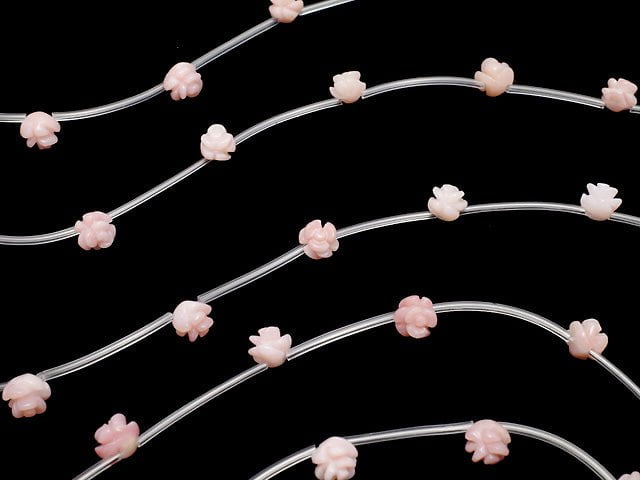 Rosa Opal Rose 8 mm halb oder 1 Strang (ca. 12 Stück)