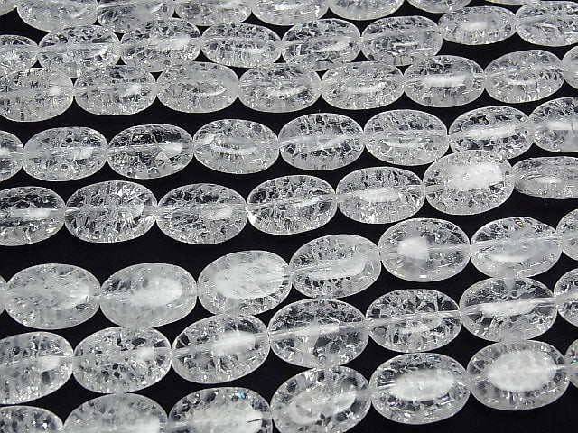 Cracked Crystal Oval 18x13x8mm half or 1strand beads (aprx.15inch/38cm)