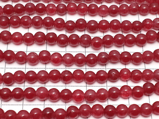 Red color Jade (clear type) Round 6mm 1strand beads (aprx.15inch / 36cm)