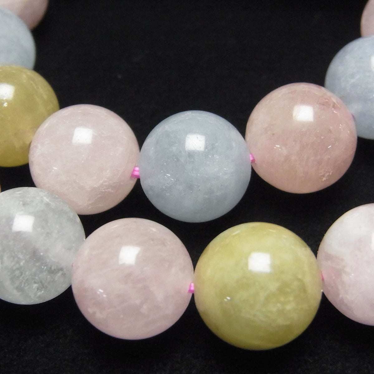 Bracelet Beryl Mix (Aigue-marine multicolore) AAA- Rond 12mm
