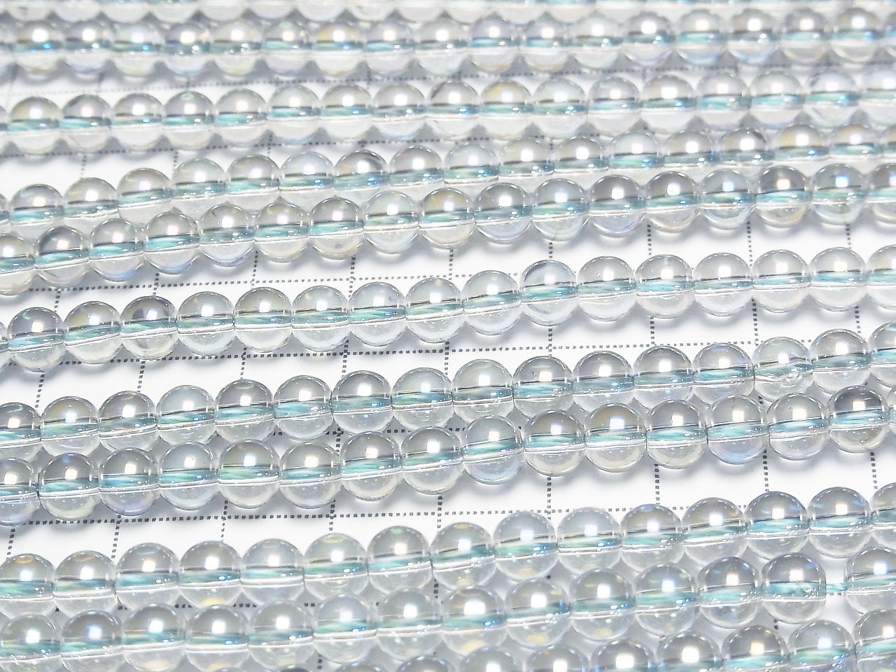 Gray Flash Crystal Quartz (Smelted Quartz) Round 6mm 1strand beads (aprx.15inch/36cm)