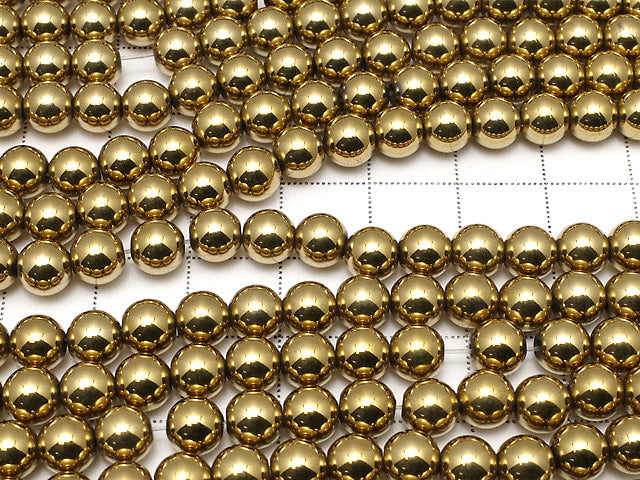 Magnetic! Hematite Round 6mm gold coating 1strand beads (aprx.15inch / 38cm)