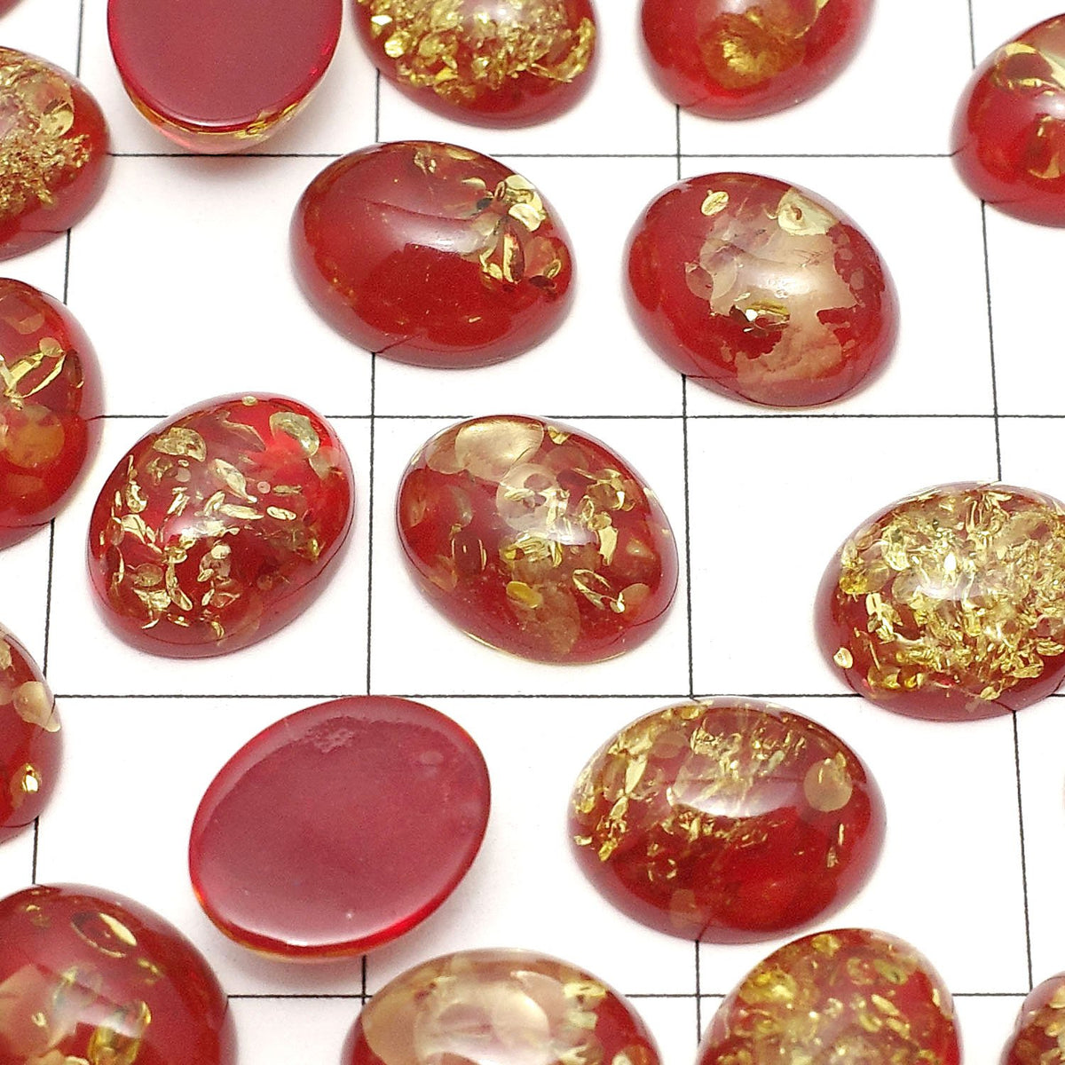 Cracked Red color Amber Oval Cabochon 10x8mm 2pcs