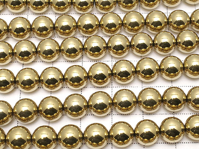 Hematite Round 8mm Gold coating 1strand beads (aprx.15inch / 36cm)