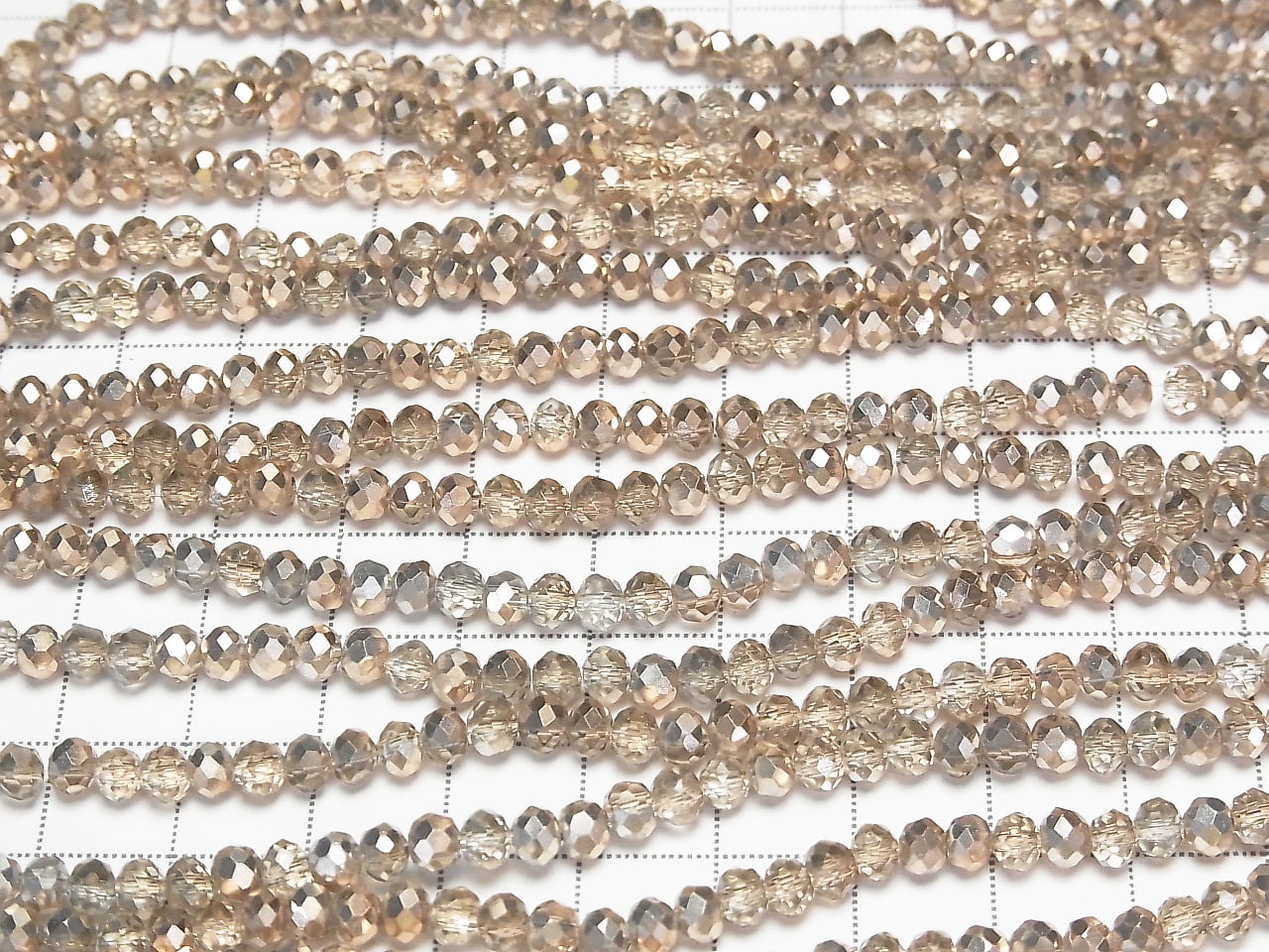 Glass Beads Faceted Button Rondelle 4.5x4.5x3.5mm Brown Half-Coated 1strand Beads (approx. 15 inches/36 cm)