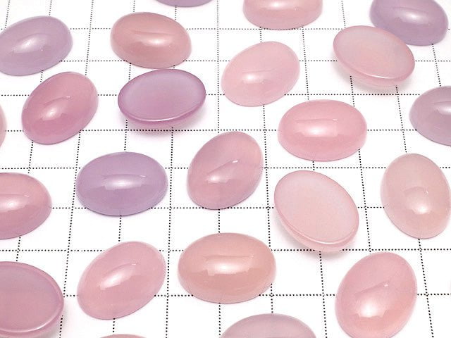 Hochwertiger Pink-Lila Chalcedon AAA Ovaler Cabochon 20x15mm 2Stück