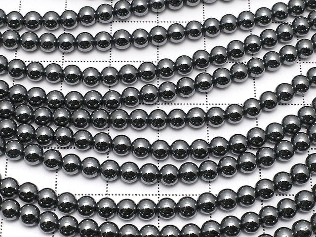 Hematite Round 4mm 1strand beads (aprx.15inch/38cm)