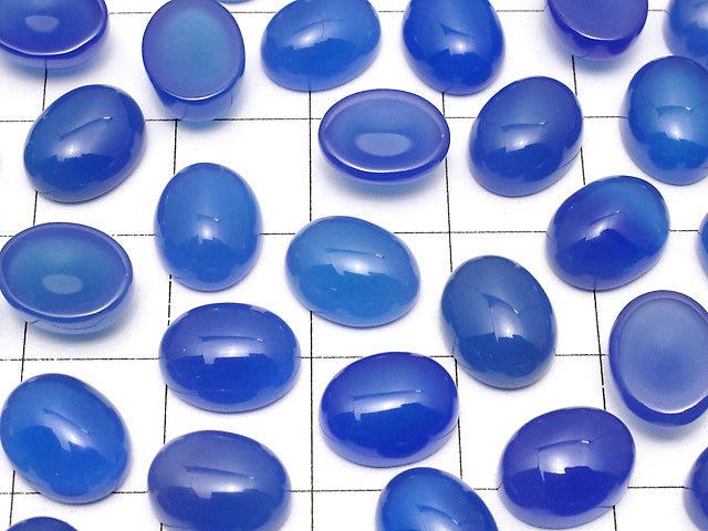 Blauer Chalcedon AAA Oval Cabochon 10x8mm 5 Stück